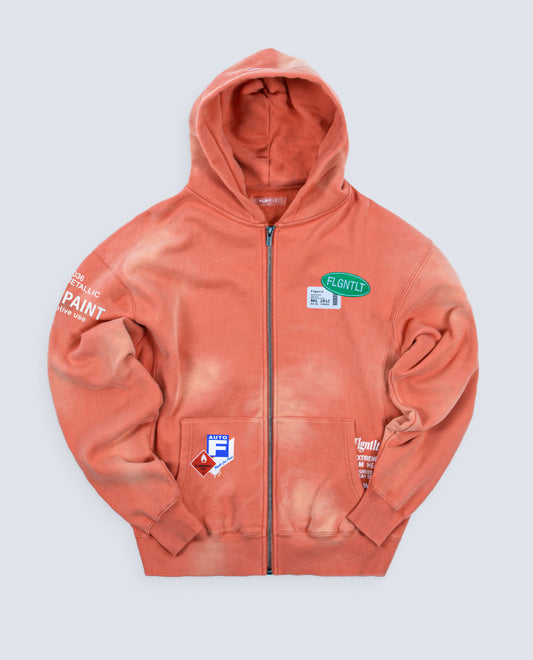 Flgntlt Spray Paint Salmon Zip Hoodie