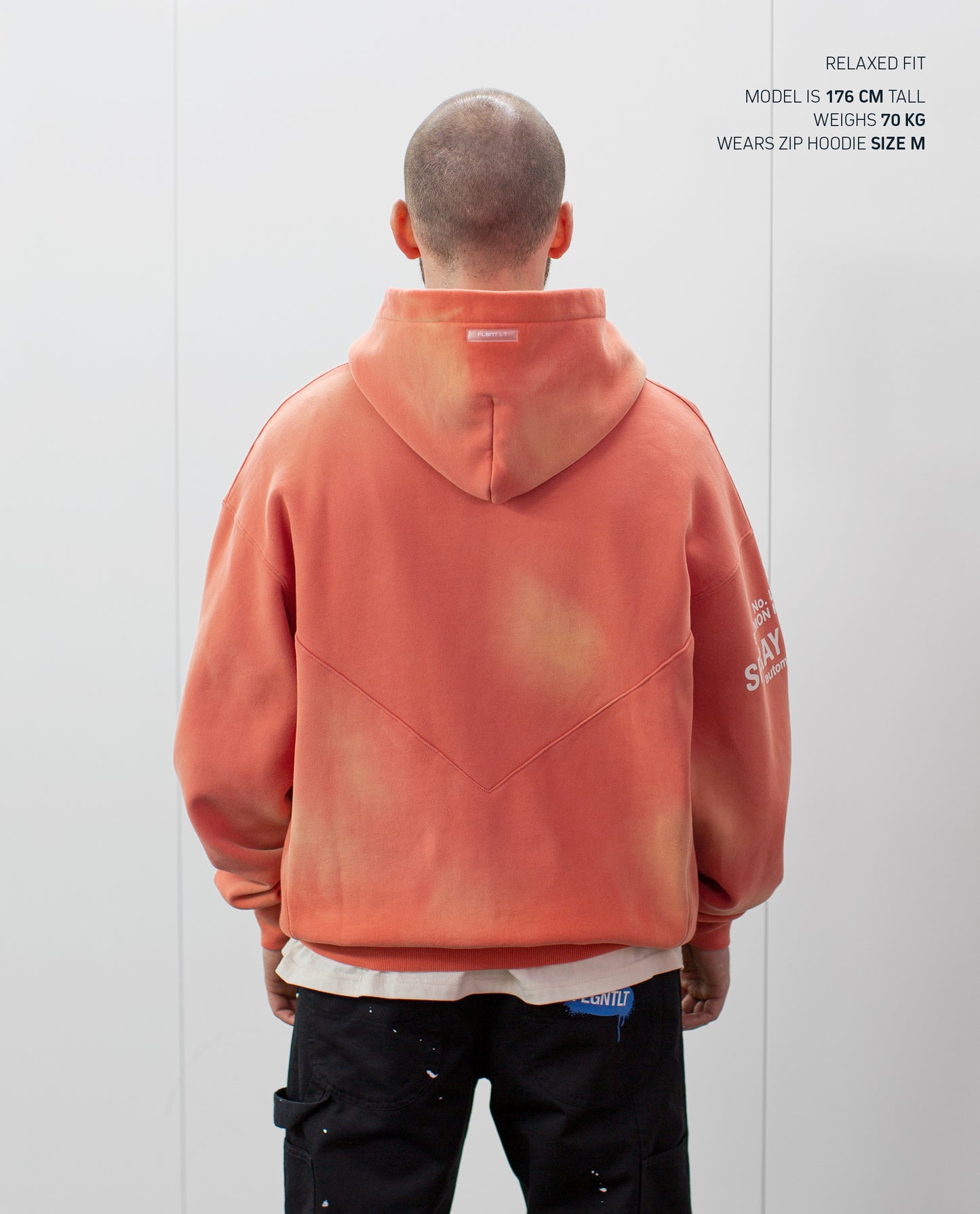 Flgntlt Spray Paint Salmon Zip Hoodie